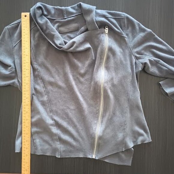 BLANKNYC WOMEN'S ASYMMETRICAL ZIPPER BIKER MOTO JACKET FAUX GRAY SUEDE SIZE M - Picture 4 of 5